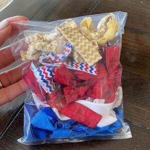 4th of July: Lot of 50 patriotic ribbon hair ties NWOT